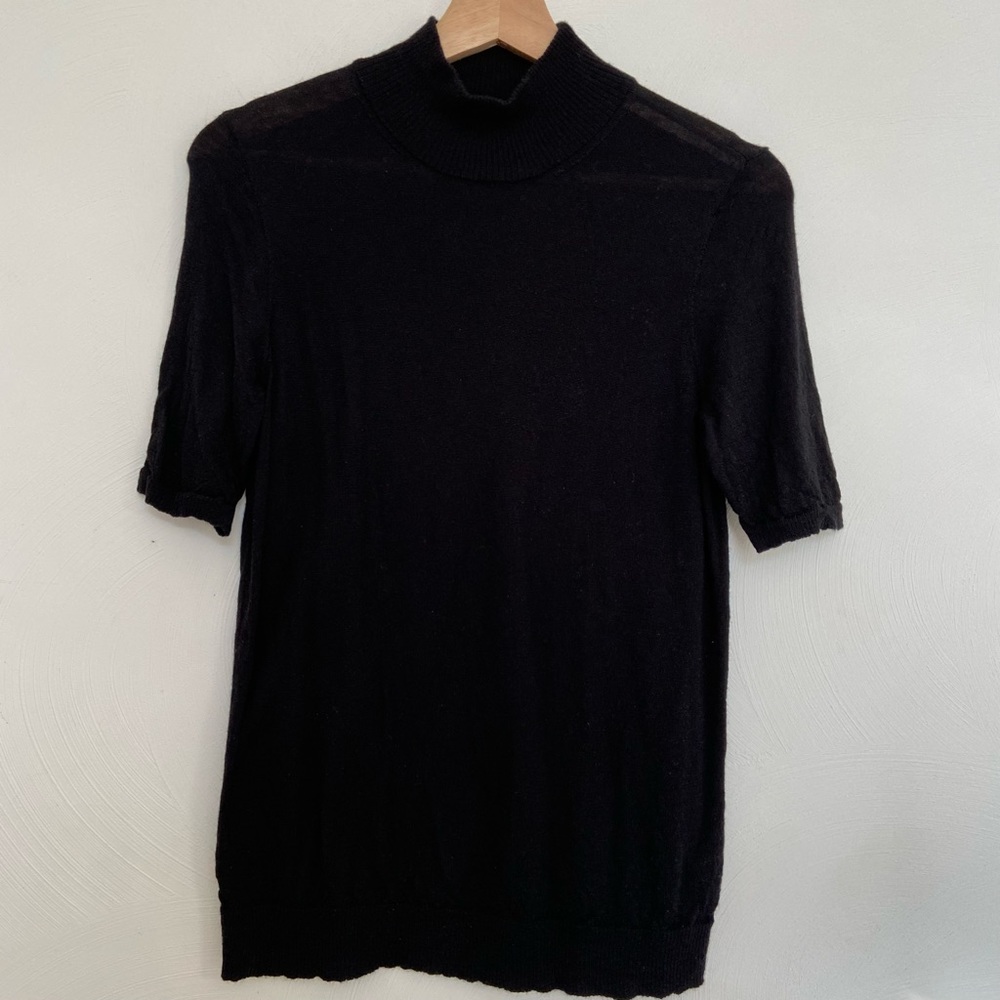 Eileen Fisher Black Mock Neck Short Sleeve Sweater Size S/P